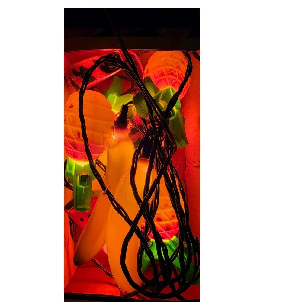 Vintage Primal Lite Slice-o-Lite Tropical Fruit String Lights Nostalgic Tiki hut